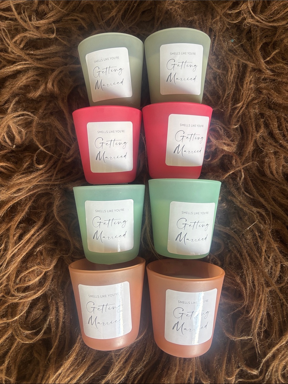 Set of 8 "Smells Like You’re Getting Married" Scented Candles Assorted Colors